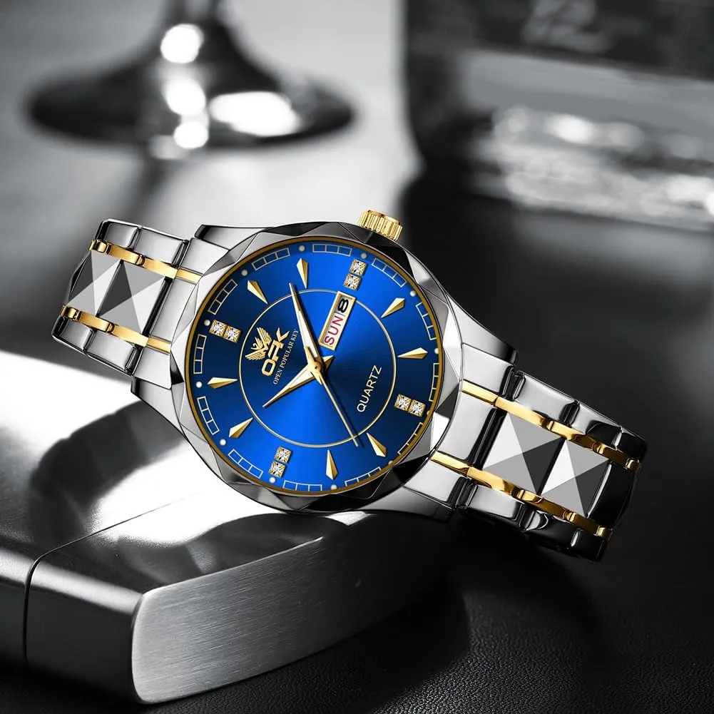 OPK Mens Watch Business Dress Large Analog Stainless Steel Watch for Men Day Casual Man Wrist Watches