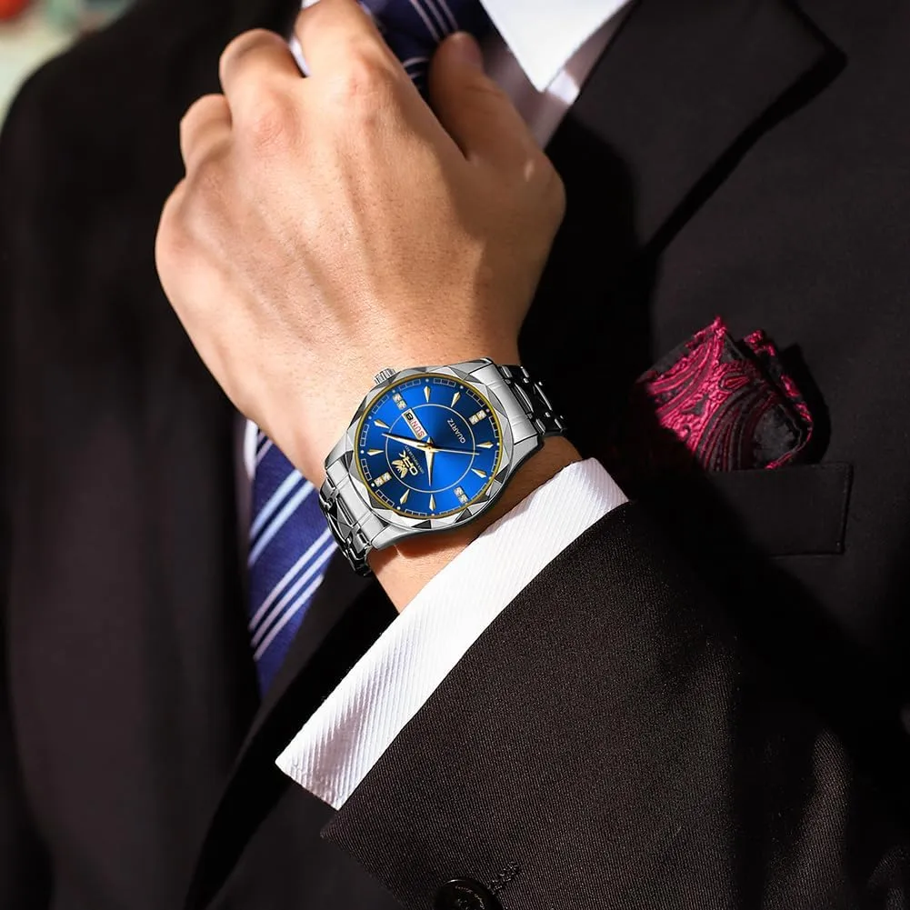 OPK Mens Watch Business Dress Large Analog Stainless Steel Watch for Men Day Casual Man Wrist Watches