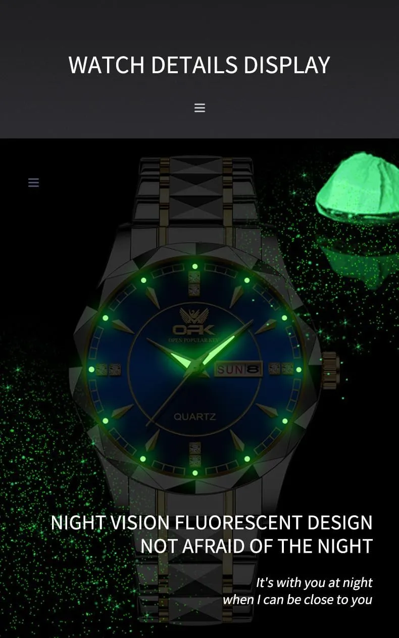 OPK Mens Watch Business Dress Large Analog Stainless Steel Watch for Men Day Casual Man Wrist Watches