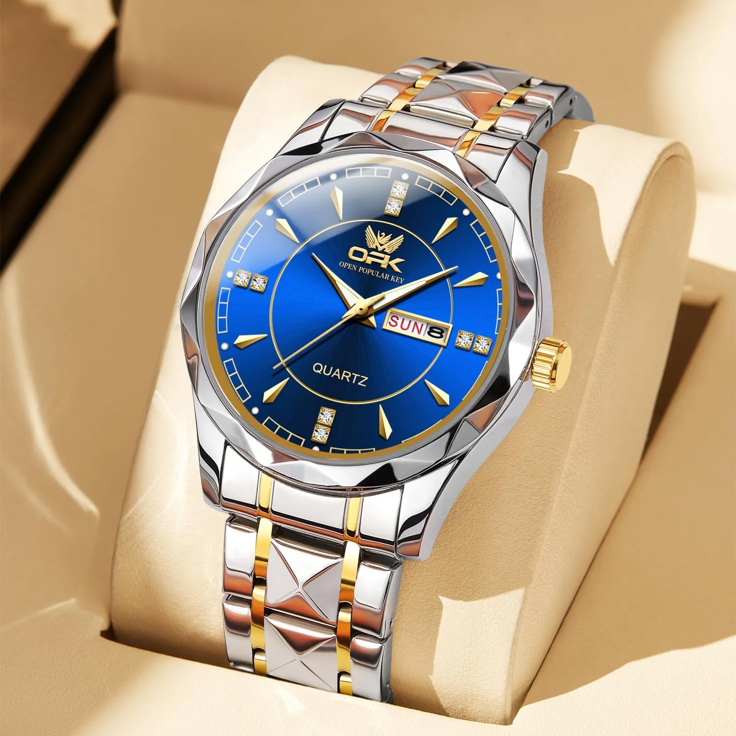 OPK Mens Watch Business Dress Large Analog Stainless Steel Watch for Men Day Casual Man Wrist Watches