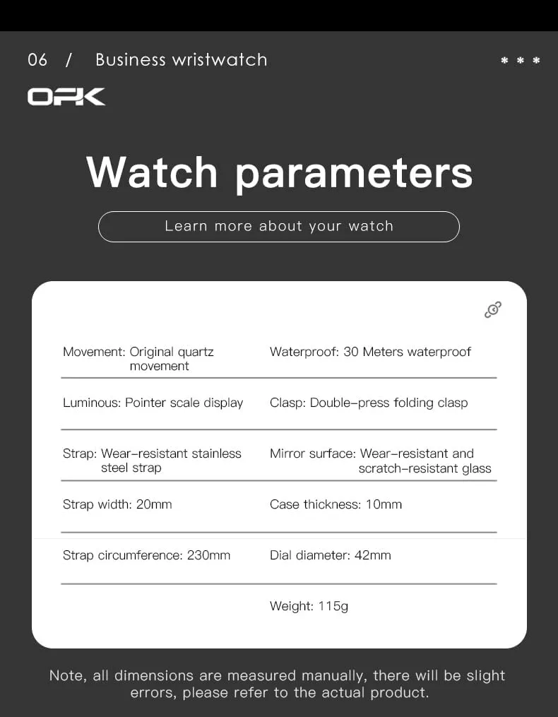 OPK Watches for Men Diamond Roman Analog Mens Watches Waterproof Large Stainless Steel Men Wrist Watch Business Father Gift Watch Blue