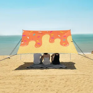 Orange Ice Cream Beach Camping Tent Sun Shelter for Whole Family, Beach Shade Canopy with UPF50  UV Protection,Easy Set Up and Carry,Outdoor Shade for Trips, Fishing, Backyard Fun Picnics