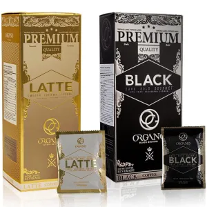 ORGANO Combo Pack, 1 Box Black Coffee And 1 Box Cafe Latte, 100% Cetified Organic Gourmet Coffee.