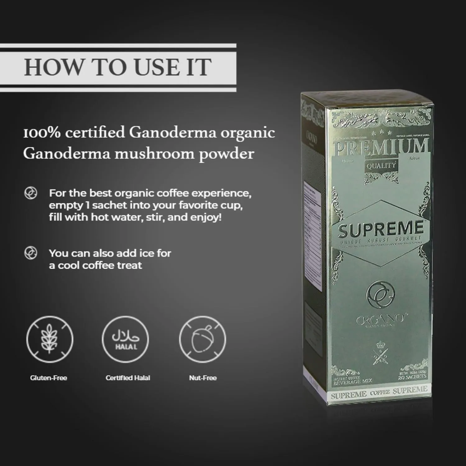 Organo Gold Cafe Supreme 100% Certified Ganoderma Extract Sealed