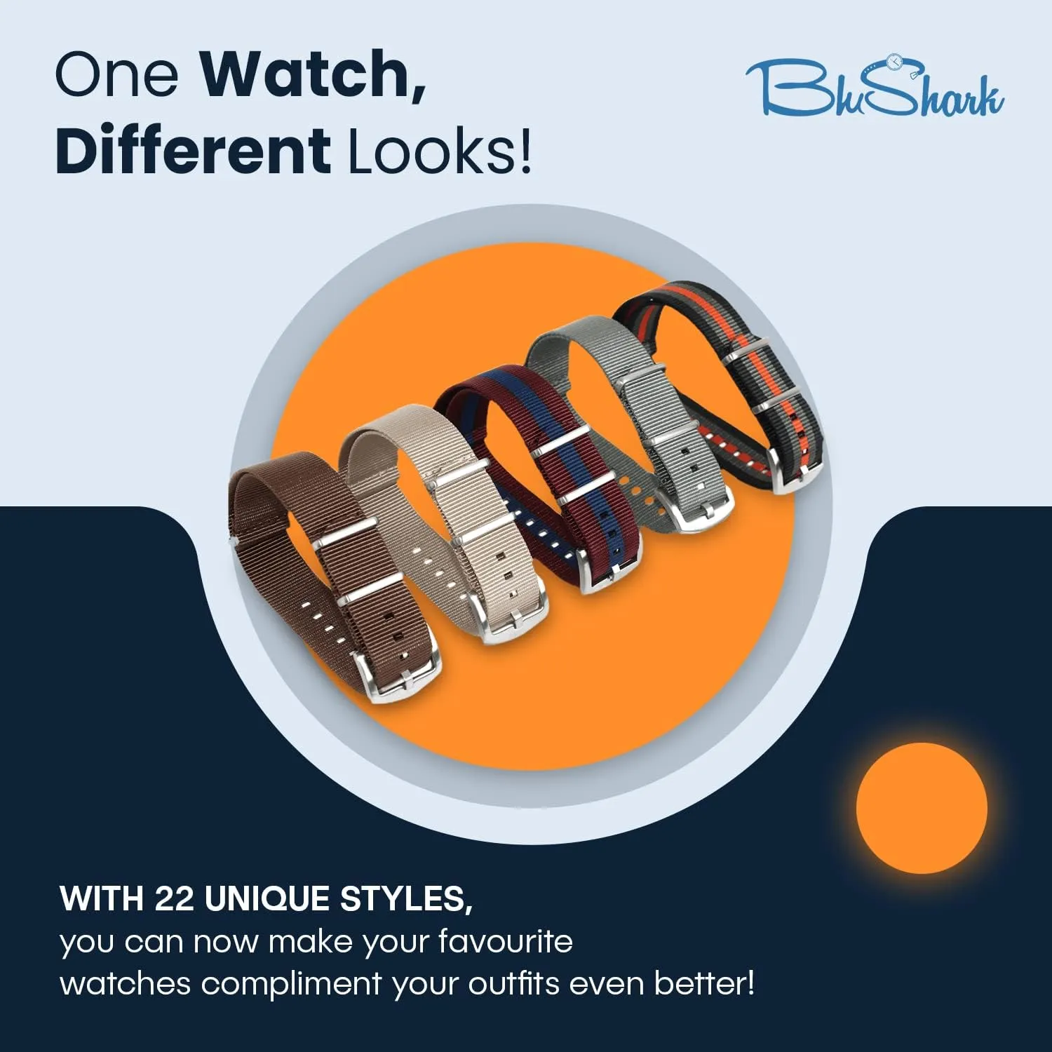 Original Collection Military-Style Waterproof Watch Strap, Fits All Timepiece Brands, Durable Nylon Wristwatch Accessories with Stainless Steel Buckle - 18mm, 20mm, 22mm or 24mm
