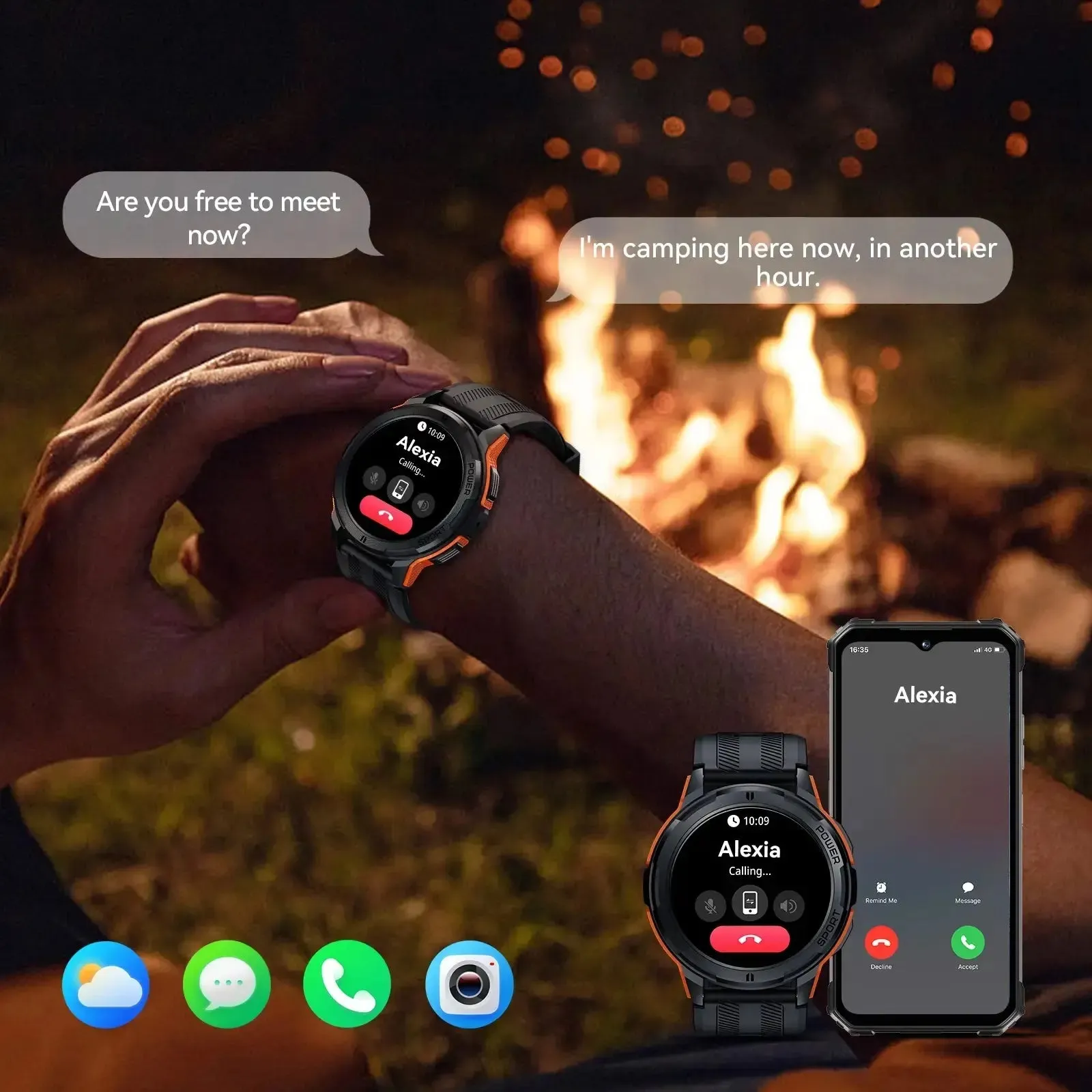 OUKITEL BT10 410mAh Battery Capacity 5ATM Waterproof Rugged Outdoor Watch