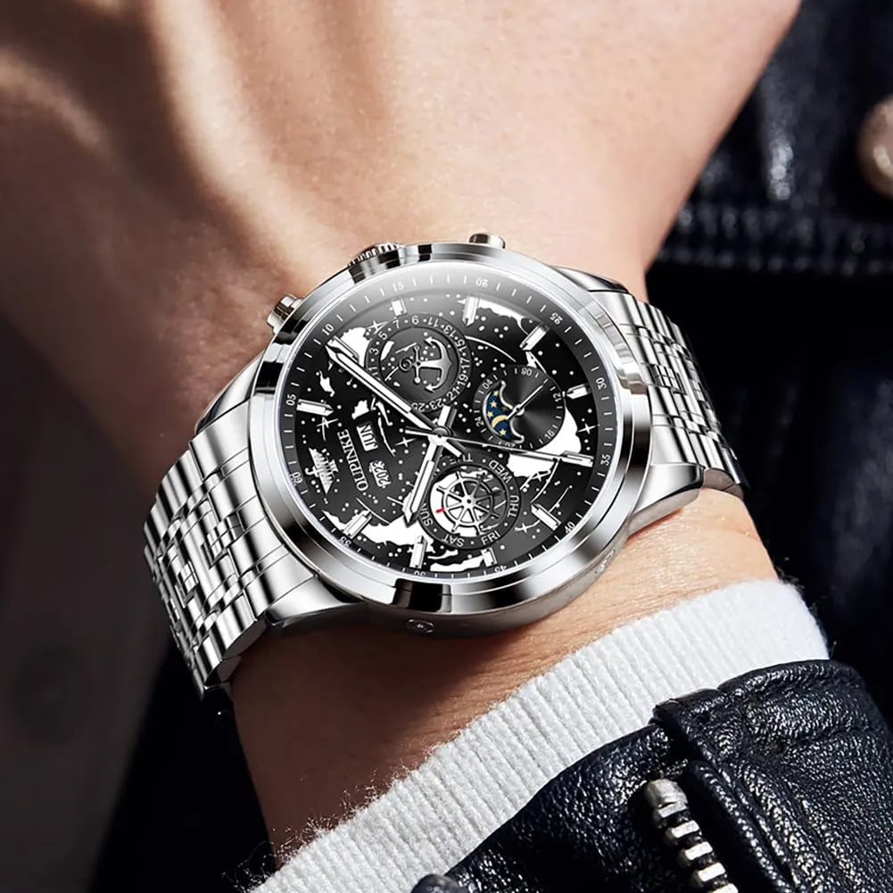 OUPINKE Men's Automatic Watch Self Winding Mechanical Luxury Wrist Watch Sapphire Crystal Tungsten Steel