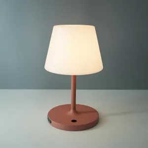 Outdoor Battery Operated Table Lamp Waterproof, 4000mAh Cordless Table Lamp Rechargeable, Touch Dimmable Desk Lamp, LED Night Light for Patio Camping Restaurant Home, H9.6in, Pink
