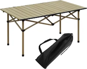 Outdoor Camping Table 2 to4 Persons,Portable Sturdy Stable Side Table,Easy to Set up for Picnics,Outdoor Cooking,Camping, Beige