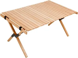 Outdoor Egg Roll Table Portable Camping Home Self Driving Tour Solid Wood Barbecue Picnic Table
