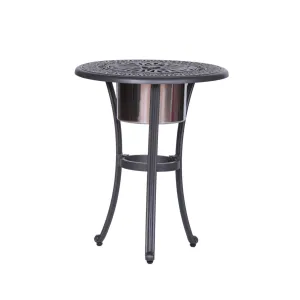 Outdoor Patio Aluminum Round Bistro Table/Side Table With Ice Bucket - Gunmetal by Couch.com