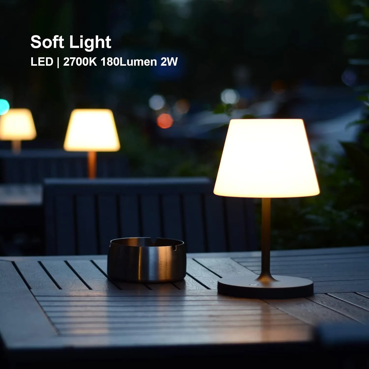 Outdoor Table Lamp/Cordless USB Rechargeable 4000mAh / 2700K LED/Touch Dimmable/Portable Battery Operated / IP44 Waterproof/PE Shade/Bedroom Dinning Camping Patio (9.6in, Wood Grain)
