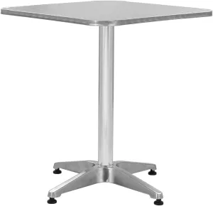 Outdoor Table Silver Aluminum, Camping Dining Side Tables, Console Furniture for Patio, Balcony, Living Space 23.6 x 23.6 x 27.6 in