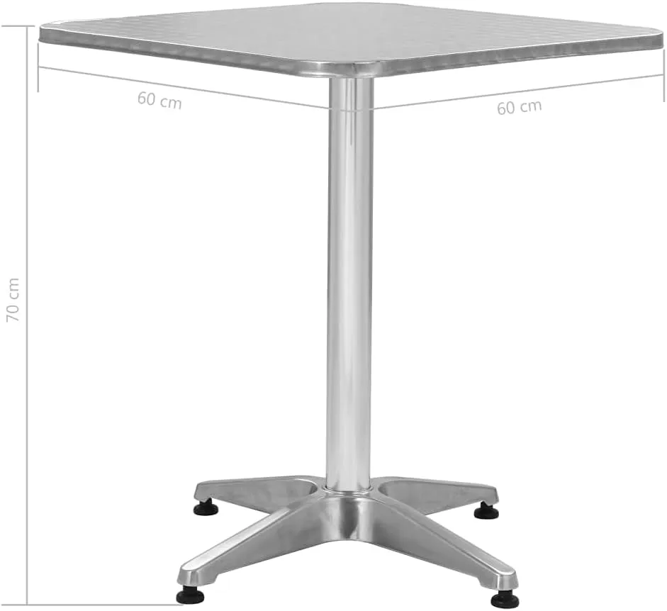 Outdoor Table Silver Aluminum, Camping Dining Side Tables, Console Furniture for Patio, Balcony, Living Space 23.6 x 23.6 x 27.6 in