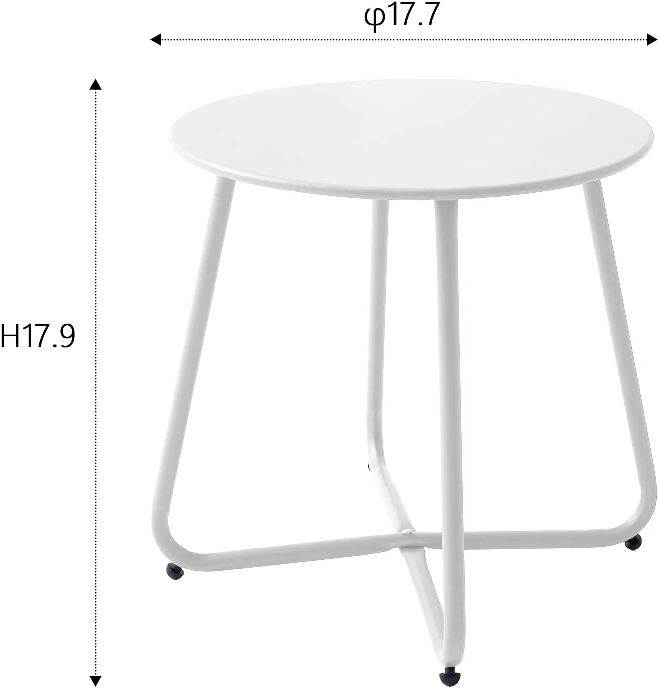Outdoor Table Small Patio Side Table Waterproof Round Metal Side Table Weather Resistant Portable Outdoor and Indoor End Table for Garden, Balcony, Yard (White)