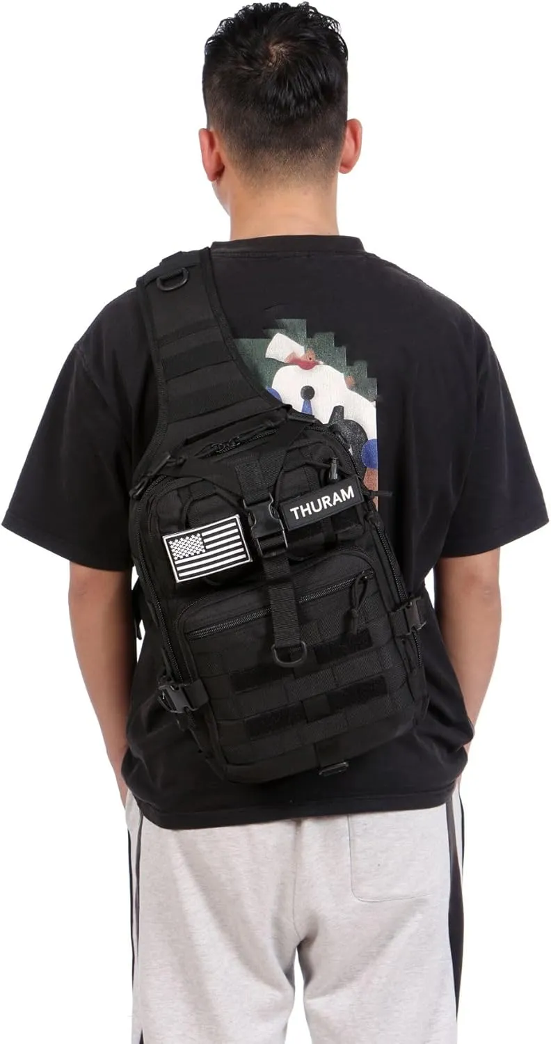 Outdoor Tactical Bag Fishing Military Sport Bag Pack Sling Shoulder Backpack for Every Day Carry (Black)