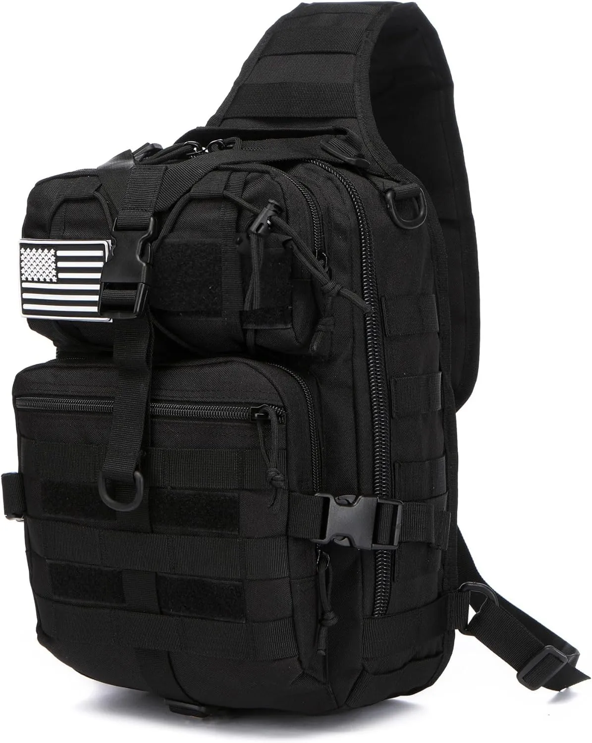 Outdoor Tactical Bag Fishing Military Sport Bag Pack Sling Shoulder Backpack for Every Day Carry (Black)