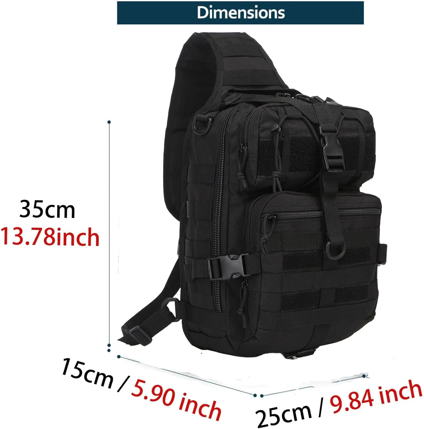 Outdoor Tactical Bag Fishing Military Sport Bag Pack Sling Shoulder Backpack for Every Day Carry (Black)