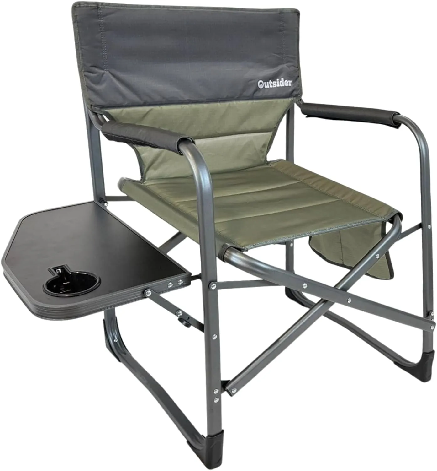 OUTSIDER Portable Directors Camping Chair, Lightweight Folding Aluminum Outdoor Chair with Side Table and Storage Pouch for Camping, Lawn, Sports and Fishing, Heavy Duty Supports 500lbs
