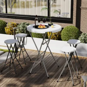 Outsunny 31.5" Outdoor Bar Table, Bar Height Folding Table With Hdpe Top