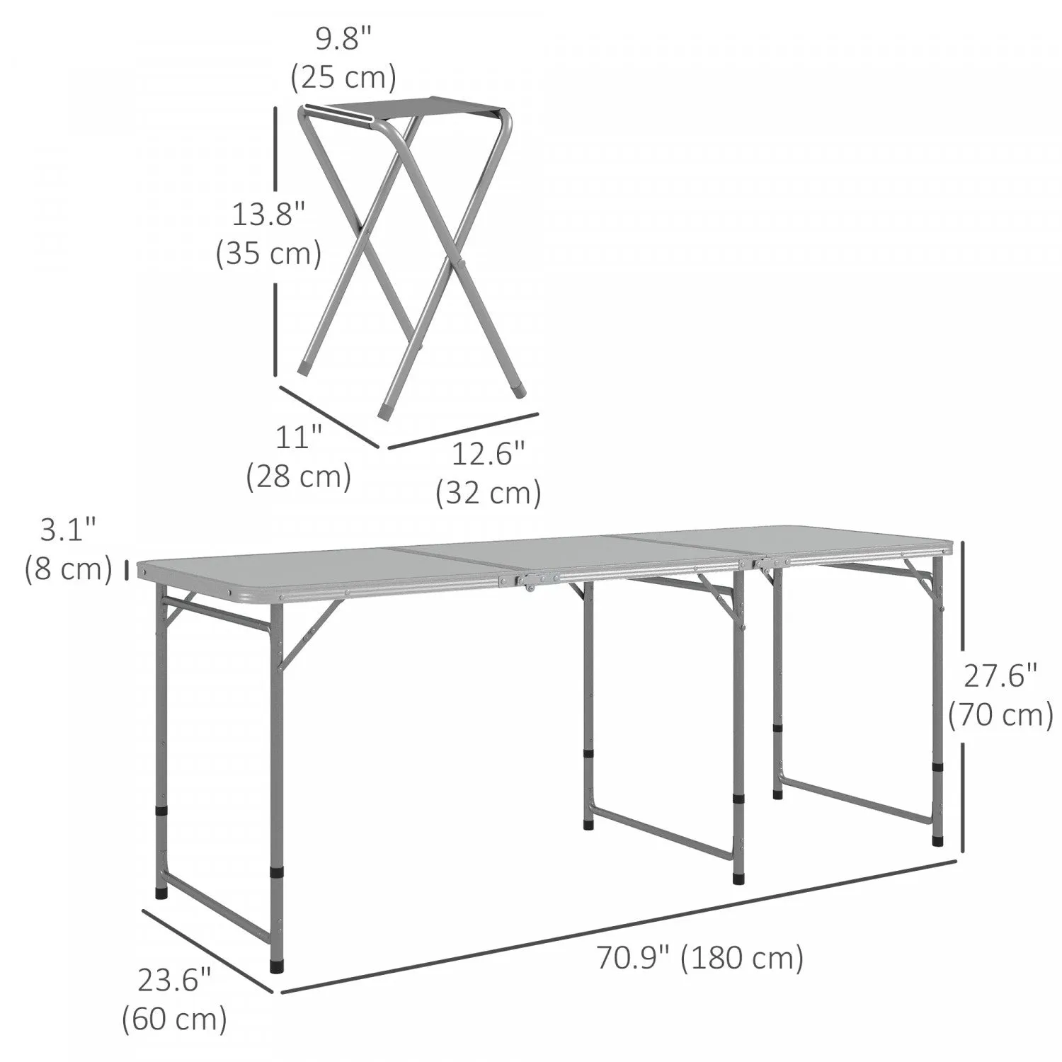 Outsunny Camping Table And Chairs Folding Picnic Table And 6 Stools|Outsunny Table Et Chaises De Camping, Table De Pique-nique Et 6 Tabourets