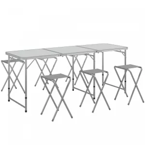 Outsunny Camping Table And Chairs Folding Picnic Table And 6 Stools|Outsunny Table Et Chaises De Camping, Table De Pique-nique Et 6 Tabourets