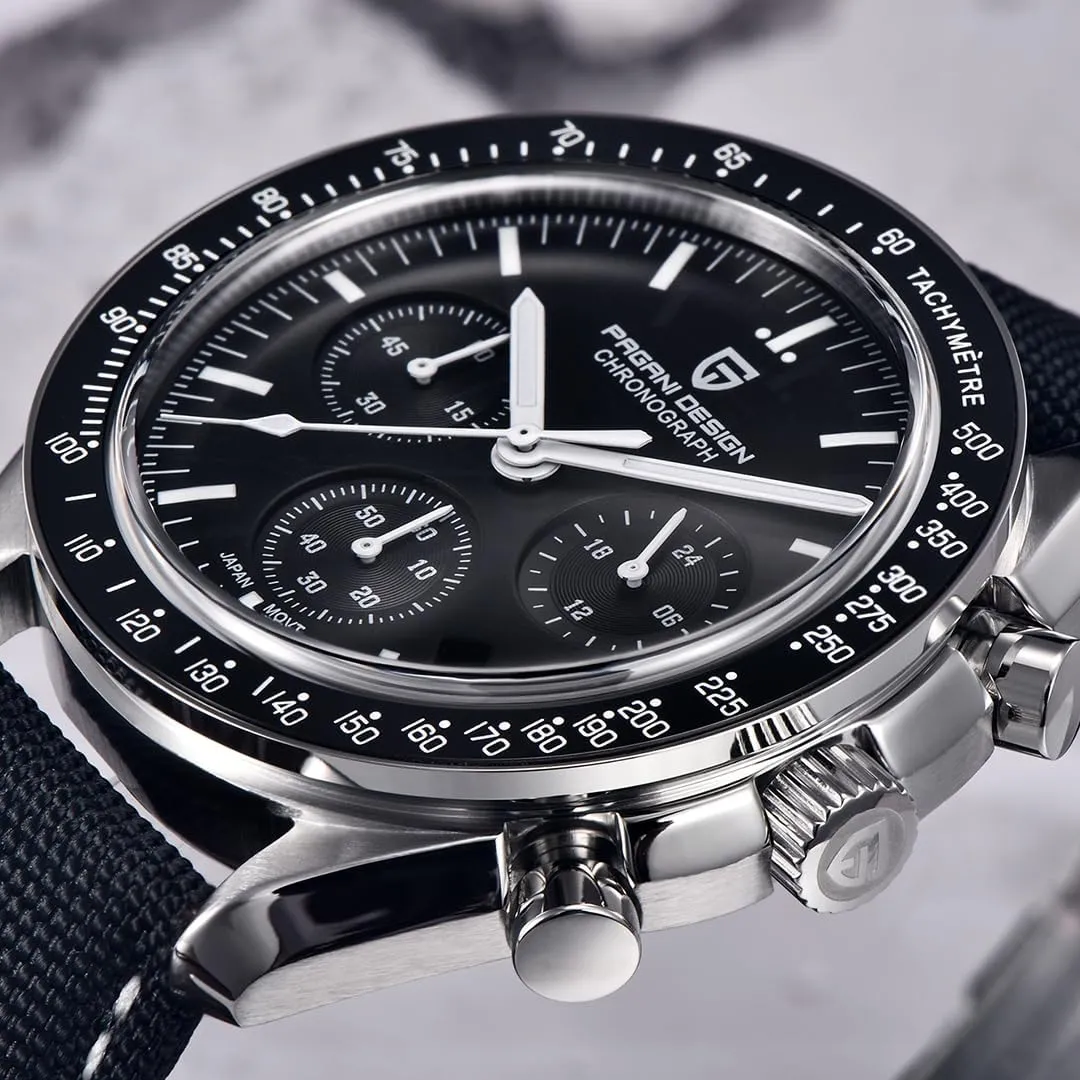 Pagani Design 1701 Watch Men's Quartz Chronograph Japan Vk63 Sports Stainless Steel Bracelet 100m Waterproof Sports Watch