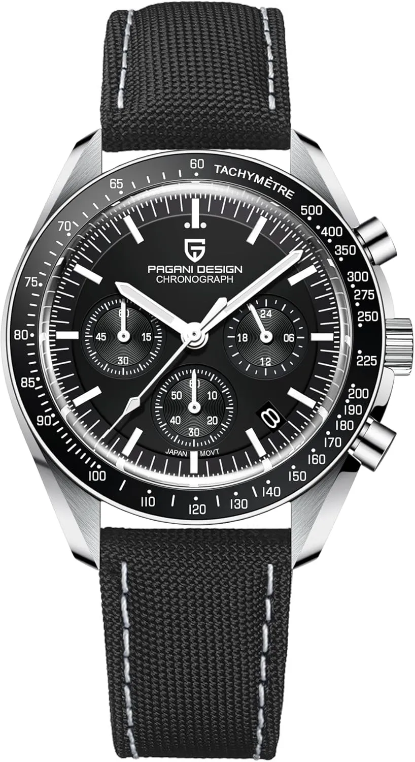 Pagani Design 1701 Watch Men's Quartz Chronograph Japan Vk63 Sports Stainless Steel Bracelet 100m Waterproof Sports Watch