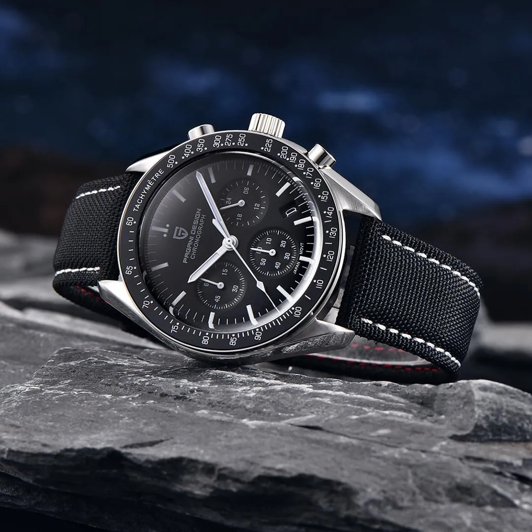 Pagani Design 1701 Watch Men's Quartz Chronograph Japan Vk63 Sports Stainless Steel Bracelet 100m Waterproof Sports Watch