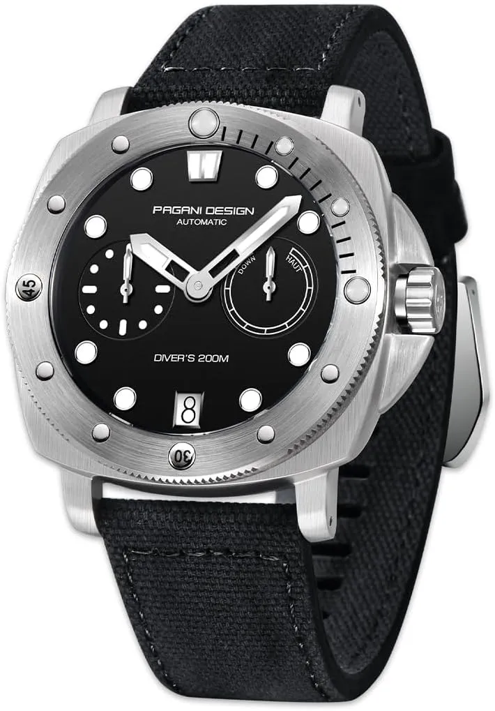 Pagani Design 1767 Men's Automatic Watch Synthetic Sapphire Stainless Steel case 20 bar Water-Resistant Leather Strap Casual Men's Watch