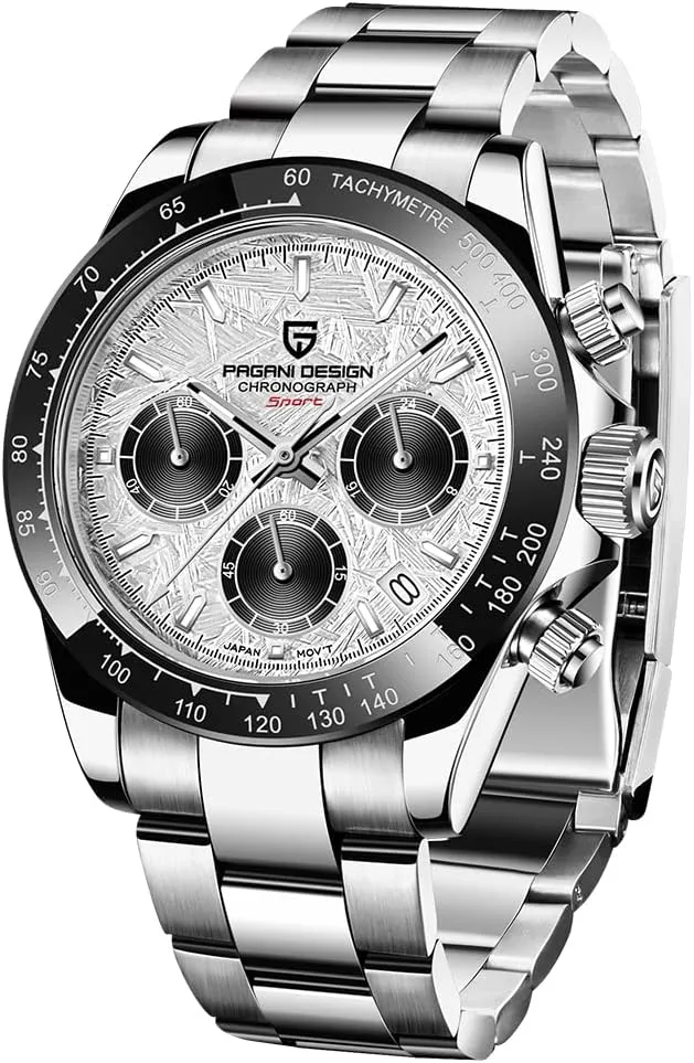 Pagani Design Daytona Homage Men's Quartz Watches Japan Movement Ceramic Bezel Stainless Steel Band Screw-in Crown Waterproof Sport Chronograph Watch