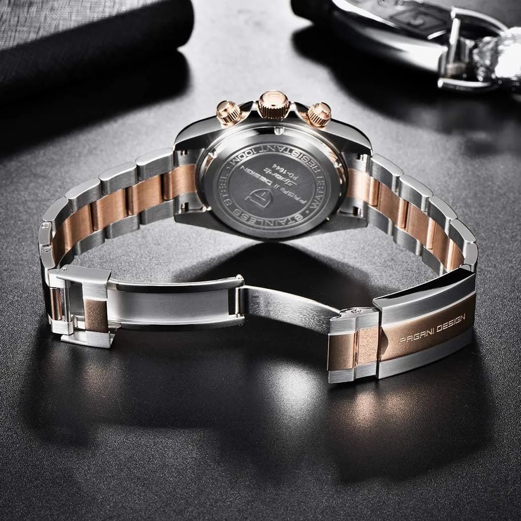 Pagani Design Daytona Homage Men's Quartz Watches Japan Movement Ceramic Bezel Stainless Steel Band Screw-in Crown Waterproof Sport Chronograph Watch