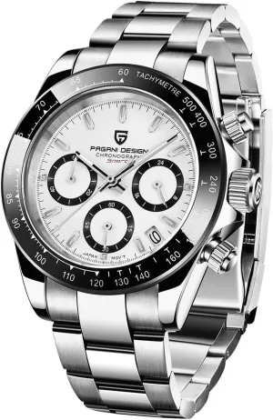 Pagani Design Daytona Homage Men's Quartz Watches Japan Movement Ceramic Bezel Stainless Steel Band Screw-in Crown Waterproof Sport Chronograph Watch