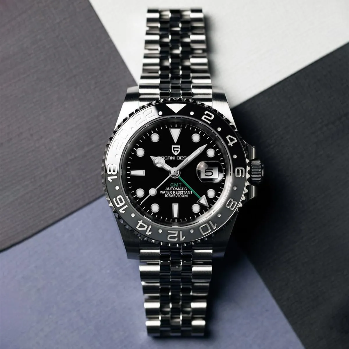 Pagani Design GMT Automatic Mechanical Men's Watch Rotating Ceramic Bezel Stainless Steel Watch with Date Function Men's Sport Watch