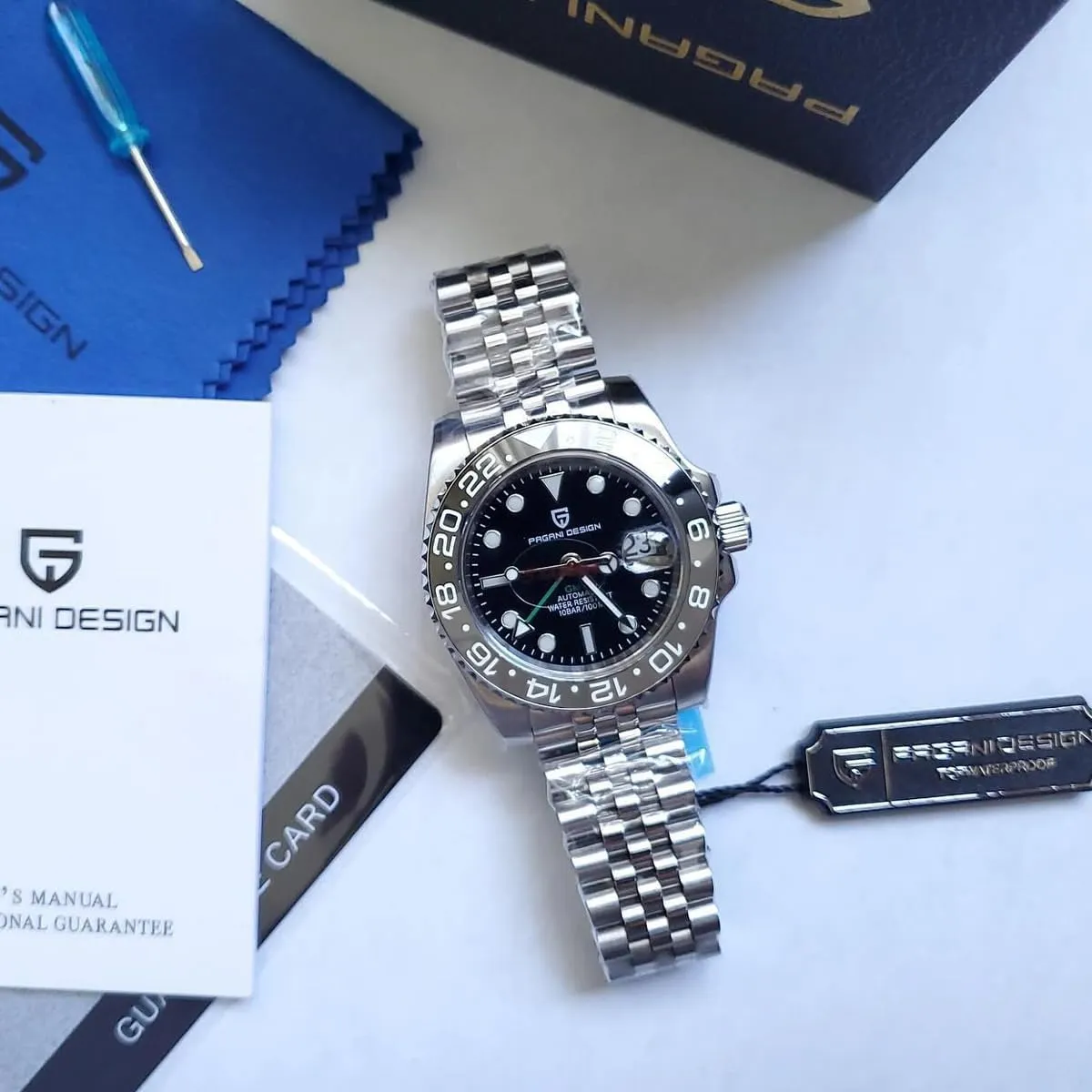 Pagani Design GMT Automatic Mechanical Men's Watch Rotating Ceramic Bezel Stainless Steel Watch with Date Function Men's Sport Watch