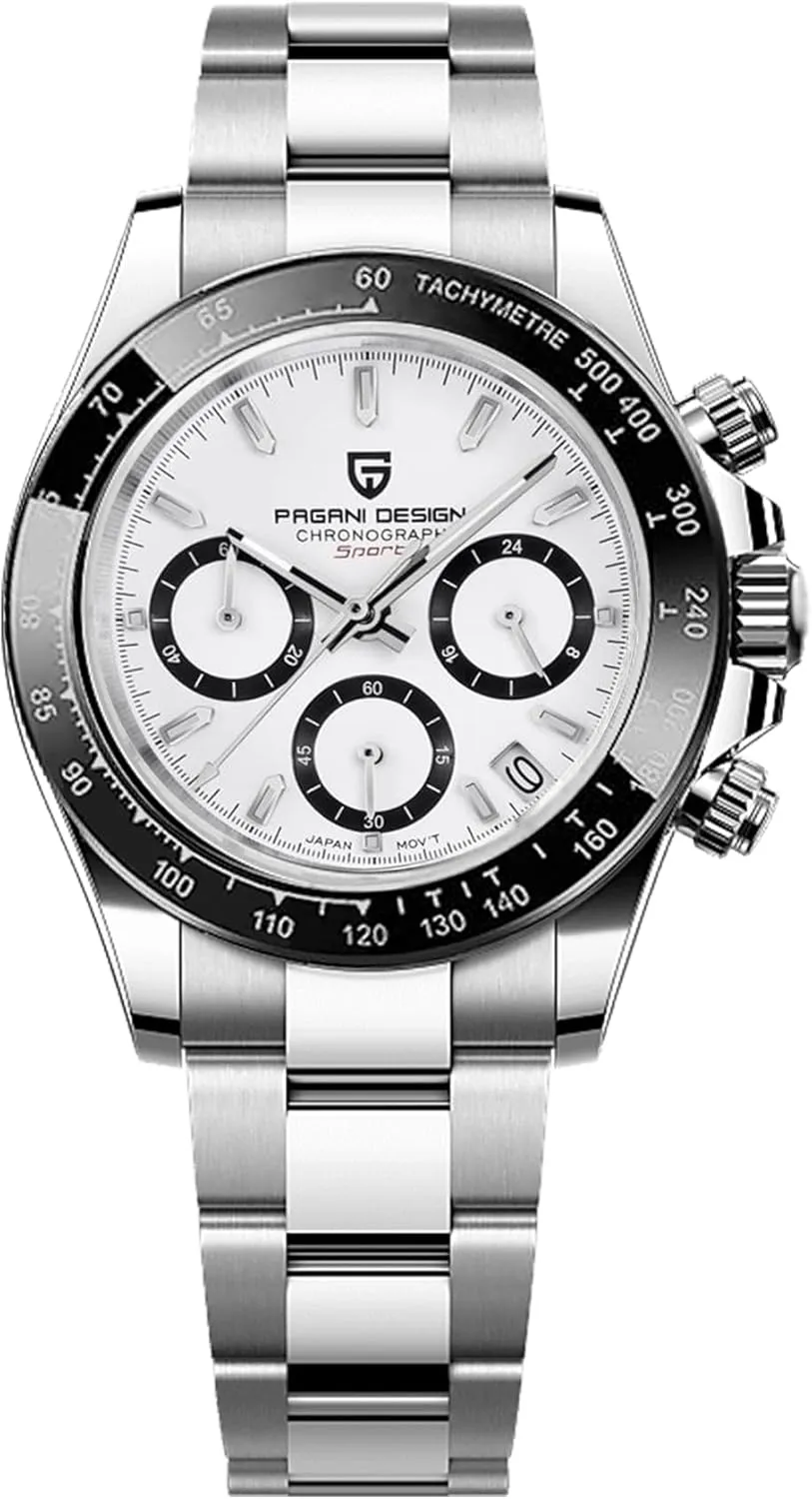 Pagani Design Mens Sapphire Glass Chronograph Stainless Steel Waterproof Luminous Watch Japanese Movement Men Quartz Watch Watch for Men