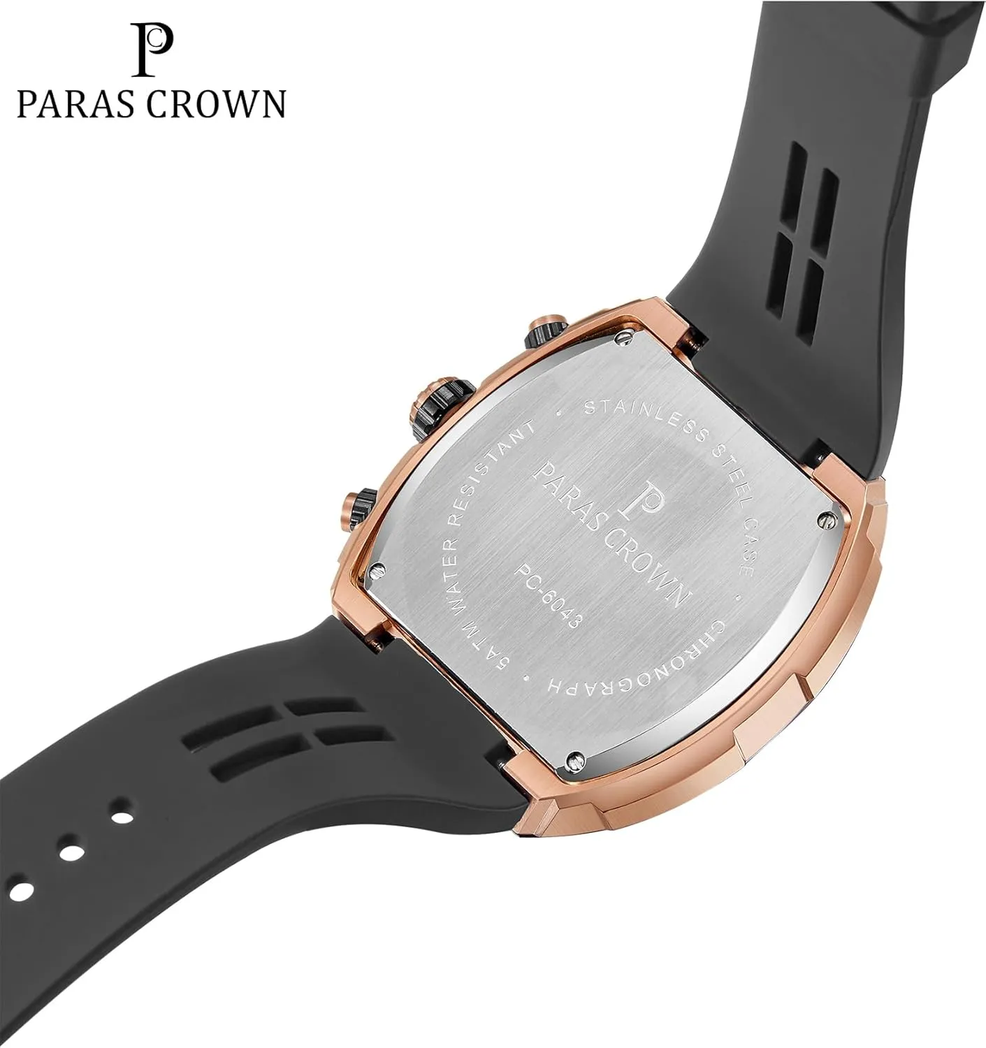 Paras Crown Watches for Men Luxury Fashion Analog 50M Waterproof Sports Watch with Tonneau Dial Luminous Quartz Business Wrist Watch