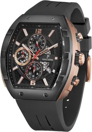 Paras Crown Watches for Men Luxury Fashion Analog 50M Waterproof Sports Watch with Tonneau Dial Luminous Quartz Business Wrist Watch