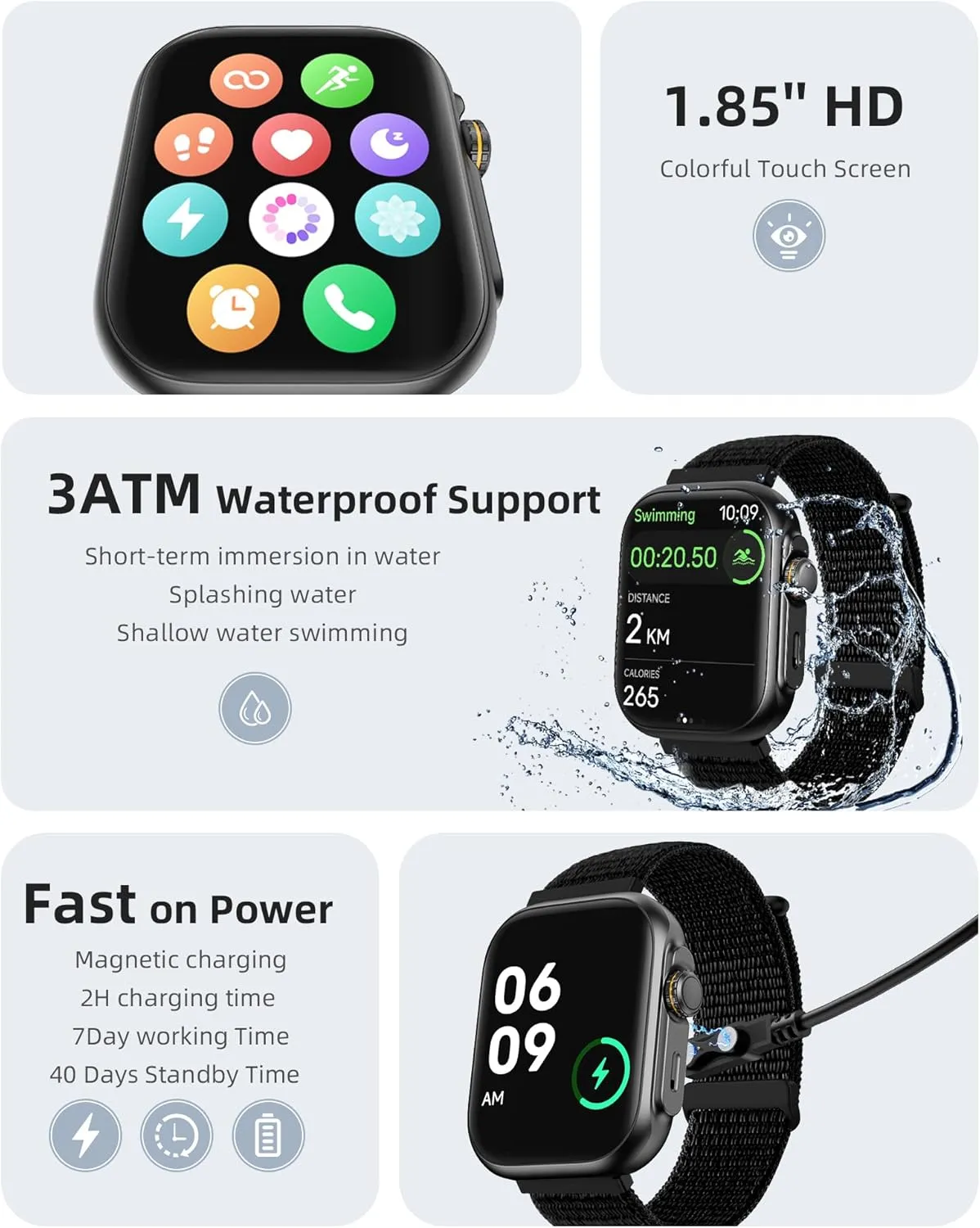 Parsonver Built-in GPS Smart Watch for Men Women with Bluetooth Calling, GPS Fitness Activity Tracker 100  Sport Modes, Heart Rate Sleep Monitor, Waterproof Pedometer for Android & iPhone(Two Bands)
