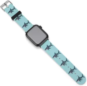 Pattern Shark Sport Silicone Watch Band Compatible with Iwatch Quick Release Replacement Strap
