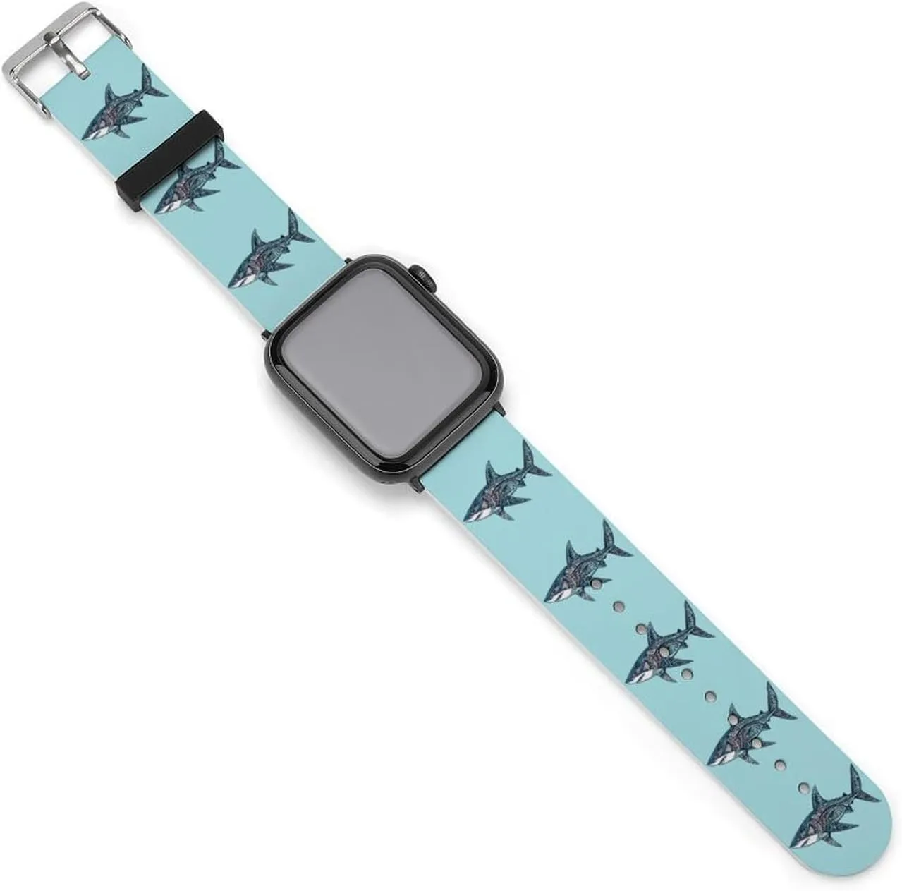 Pattern Shark Sport Silicone Watch Band Compatible with Iwatch Quick Release Replacement Strap