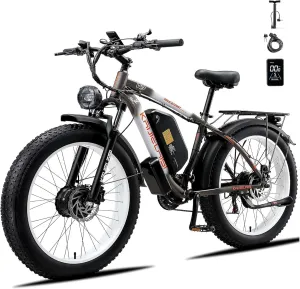 Peak 4000W Dual Motor Electric Bike for Adult, 26 Inch Fat Tire All Terrain Electric Bike with 48V 23AH Battery Long Range E Bike, 21 Speed ​​Electric Dirt Bikes for Men.