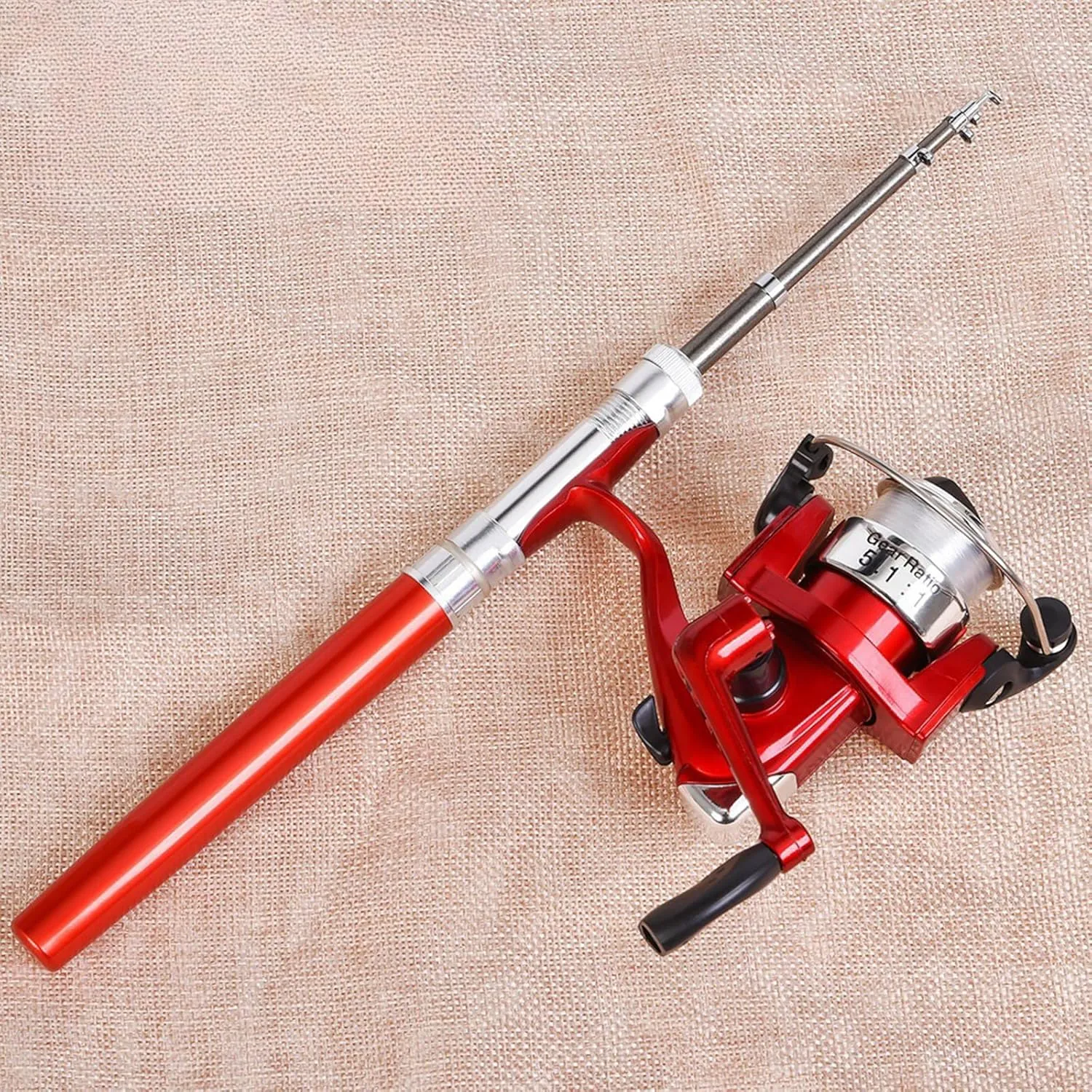 Pen Shaped Telescopic Fishing Rod with Fishing Reel Pocket Foldable Fishing Rod Reel Set Small Pen Fishing Rod Set