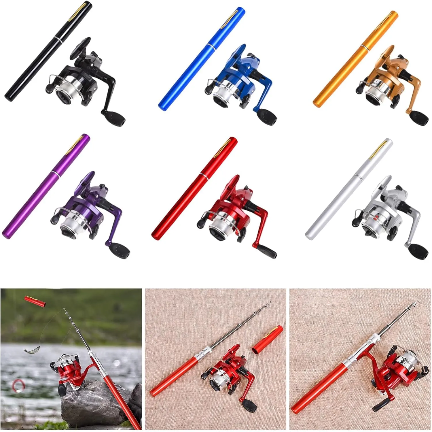 Pen Shaped Telescopic Fishing Rod with Fishing Reel Pocket Foldable Fishing Rod Reel Set Small Pen Fishing Rod Set