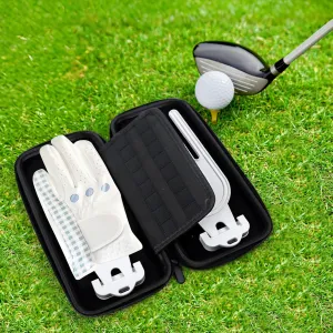 Performance Golf Glove Case with Airflow Holes & Two Gloves Holder, PU Material Organizer for Tees, Divot Tool, Ball Markers | Quick-Dry Storage, Gift for Men/Women Golfers