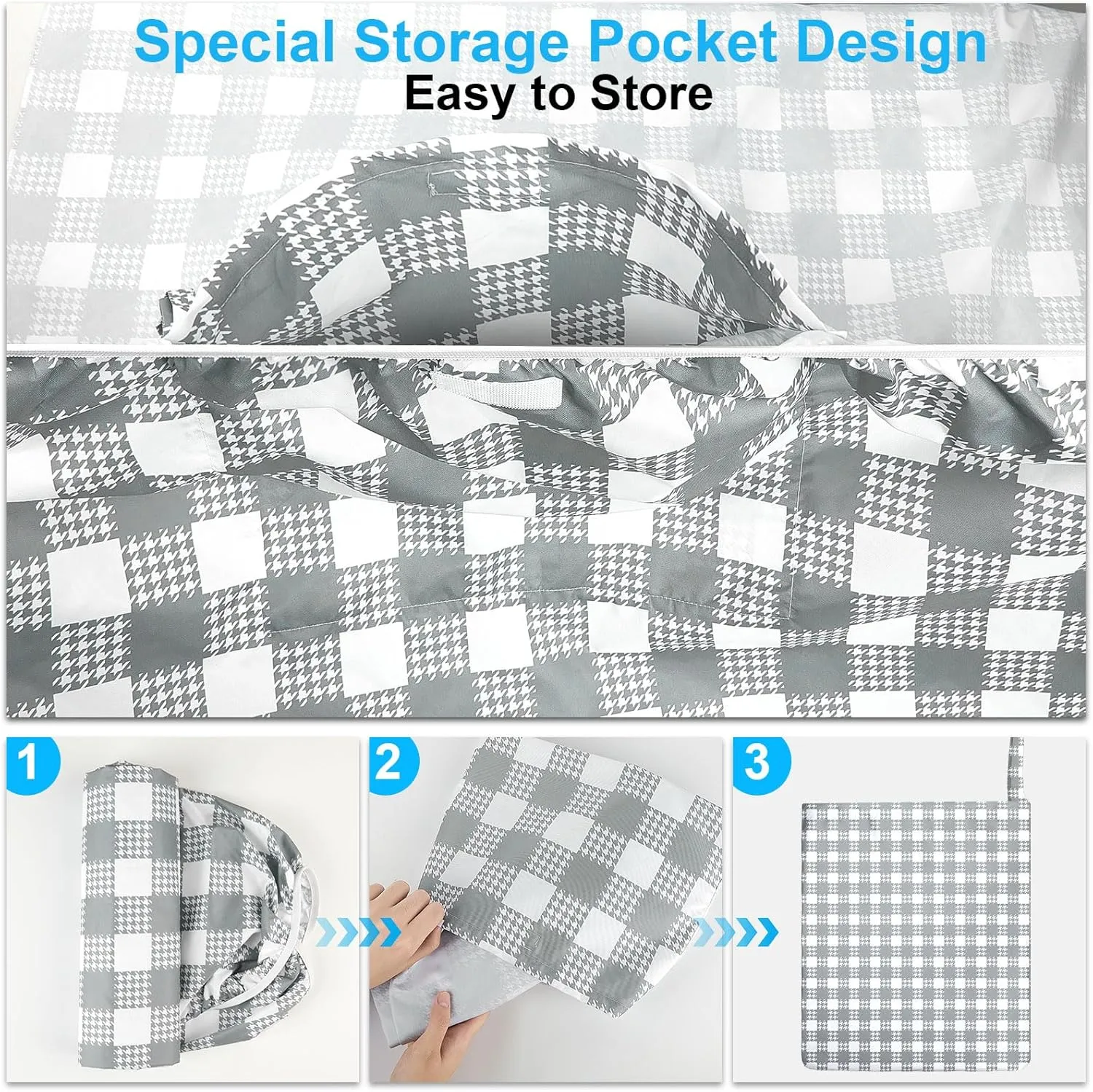 Picnic Table Cover with Bench Covers Portable Table Cloth Built-in Storage Pocket Picnic Table Covers with Elastic Waterproof Camping Essentials for RV Camping