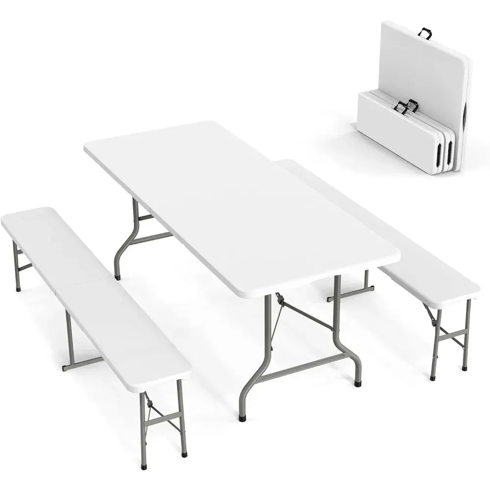 Picnic Table Set with 2 Benches