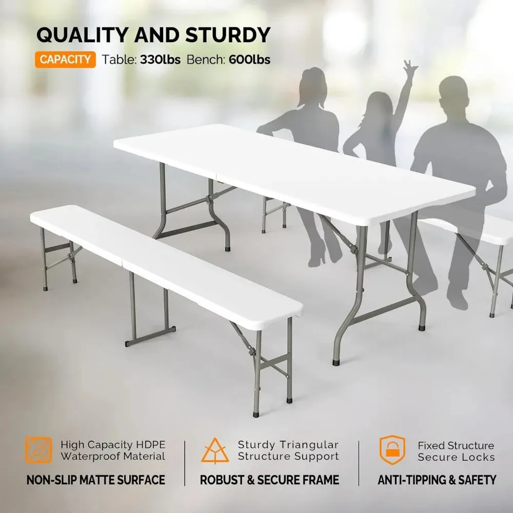 Picnic Table Set with 2 Benches