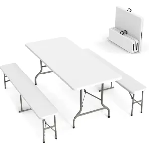 Picnic Table Set with 2 Benches