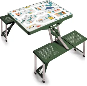 PICNIC TIME Folding Picnic Table, Camping Table, Outdoor Table with Umbrella Hole